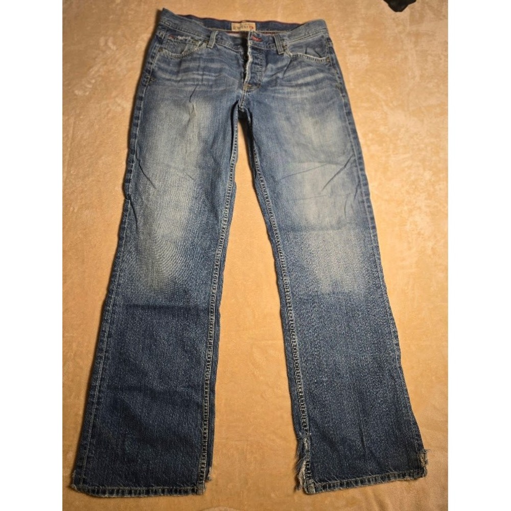 BKE Tyler 67 Womens 32x32 Straight Jeans M Wash Button Fly Y2K Raw Hem faded1011